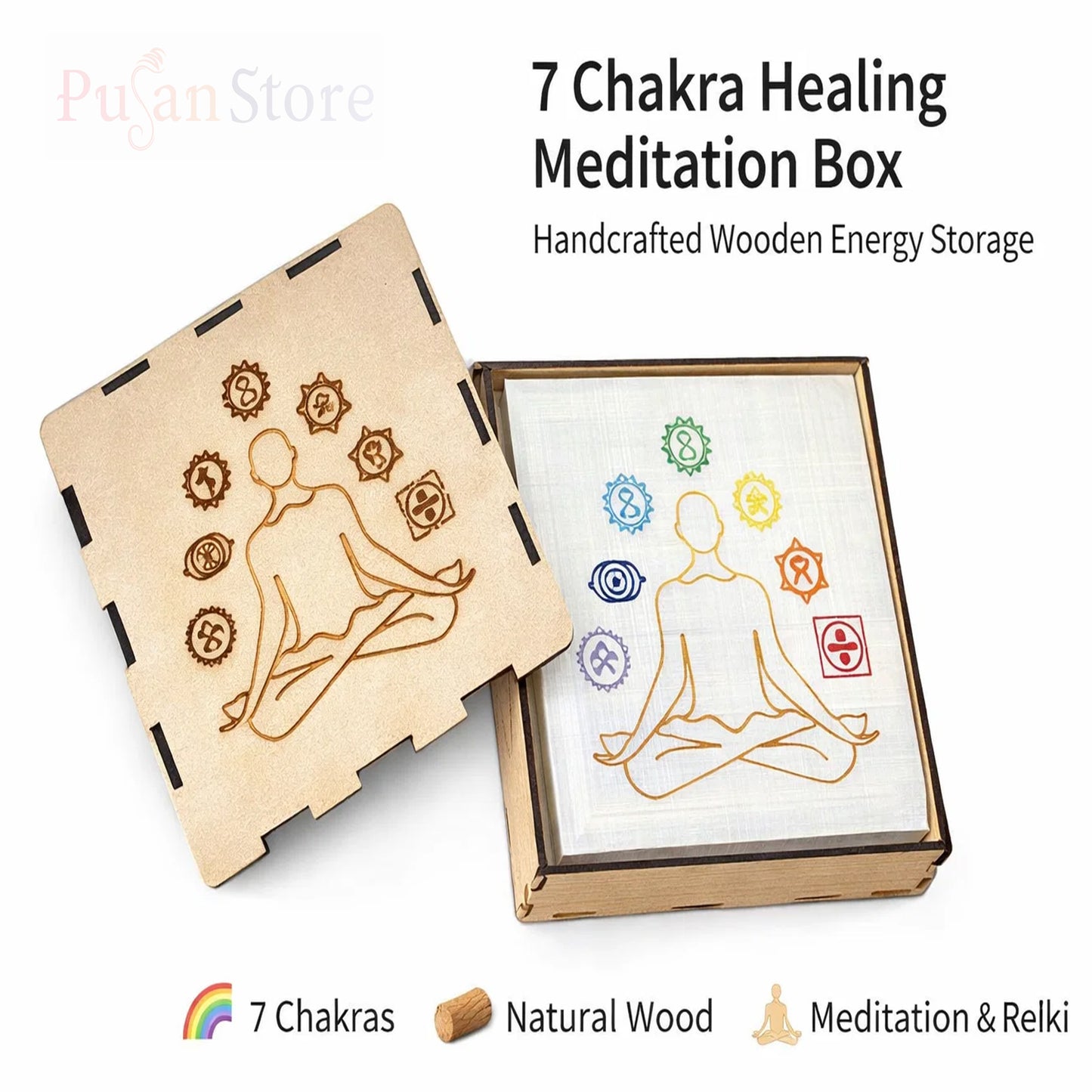 Pujan Store 7 Chakra Healing Wand – Meditation, Reiki & Chakra Balancing Tool