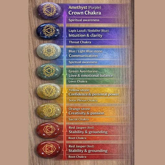 Pujan Store 7 Chakra Palm Stone Set – Complete Energy Alignment & Spiritual Healing Kit