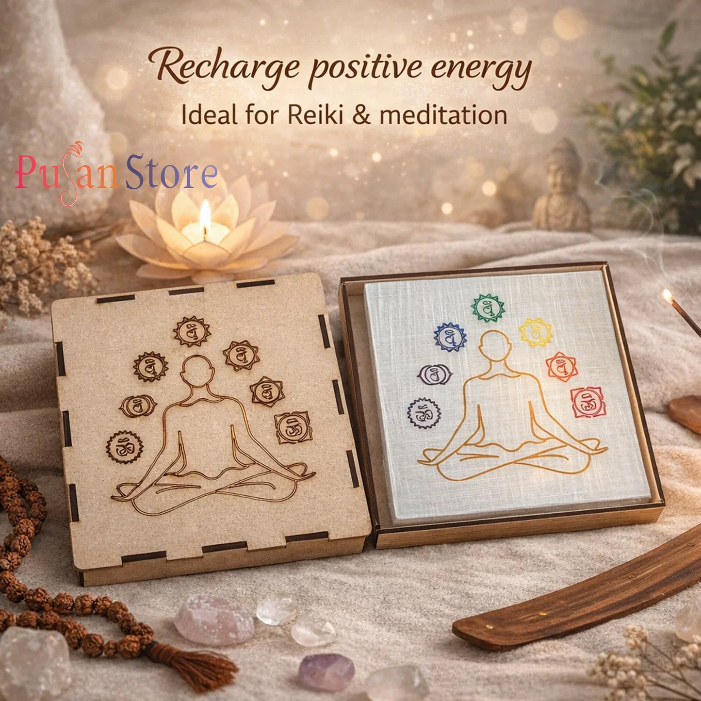 Pujan Store 7 Chakra Healing Wand – Meditation, Reiki & Chakra Balancing Tool