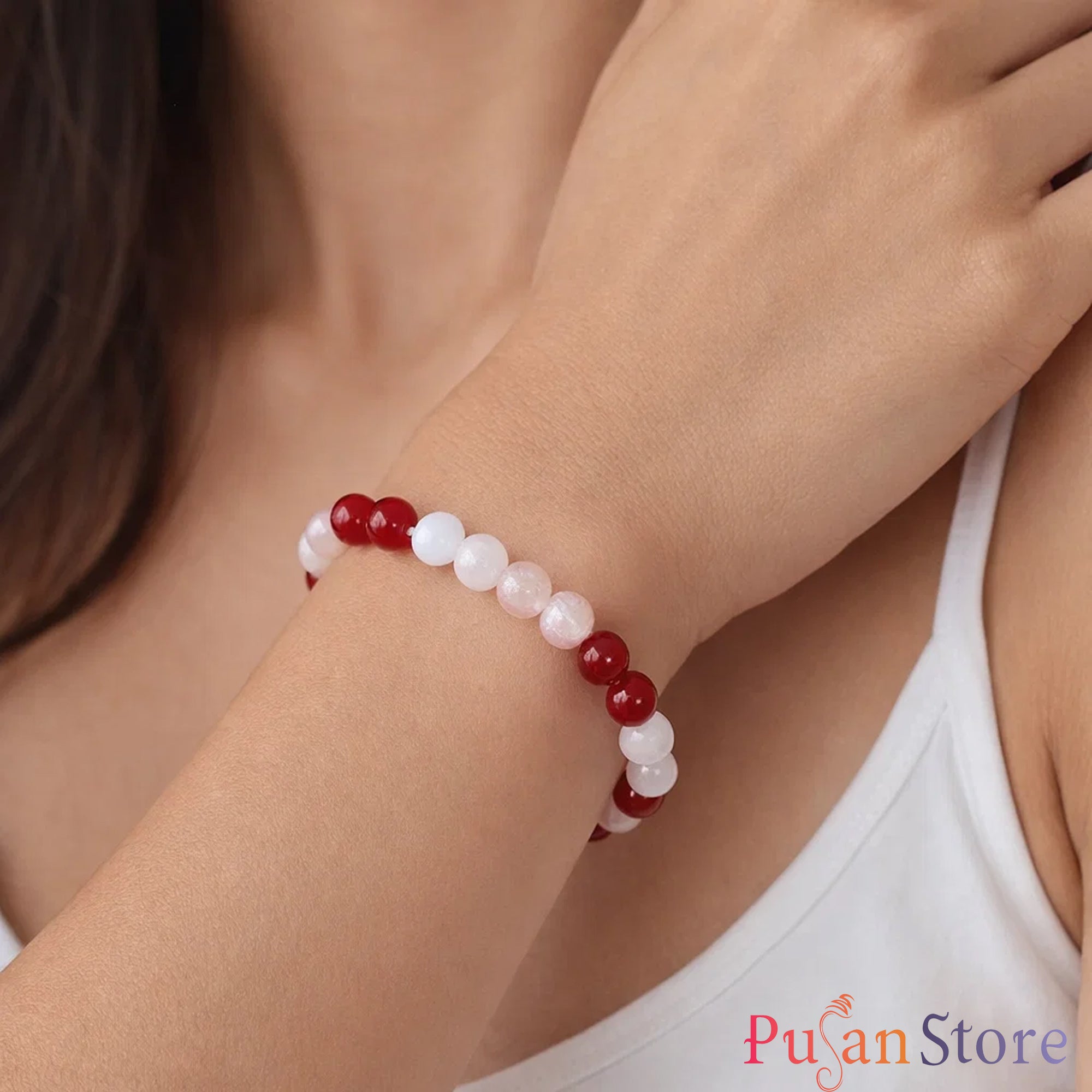 Multistone Bracelet for Hormonal Balance & PCOD Support Energy Healing Supports emotional & hormonal stability.