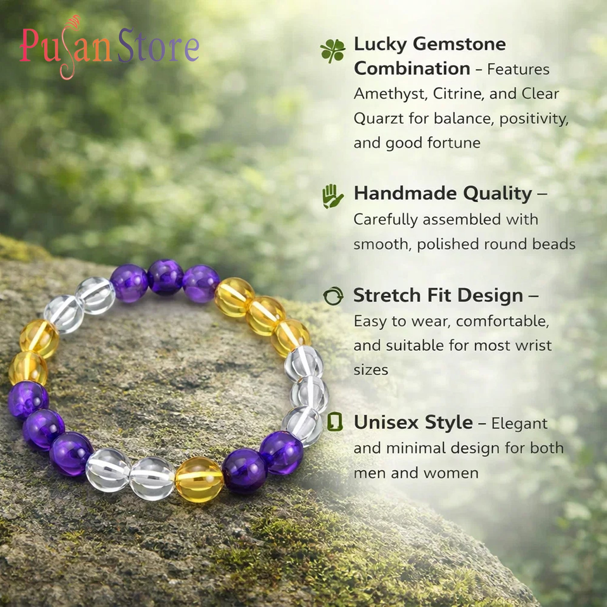 Multistone Luck Bracelet for Good Fortune & Positive Opportunities Attracts luck & success energy.