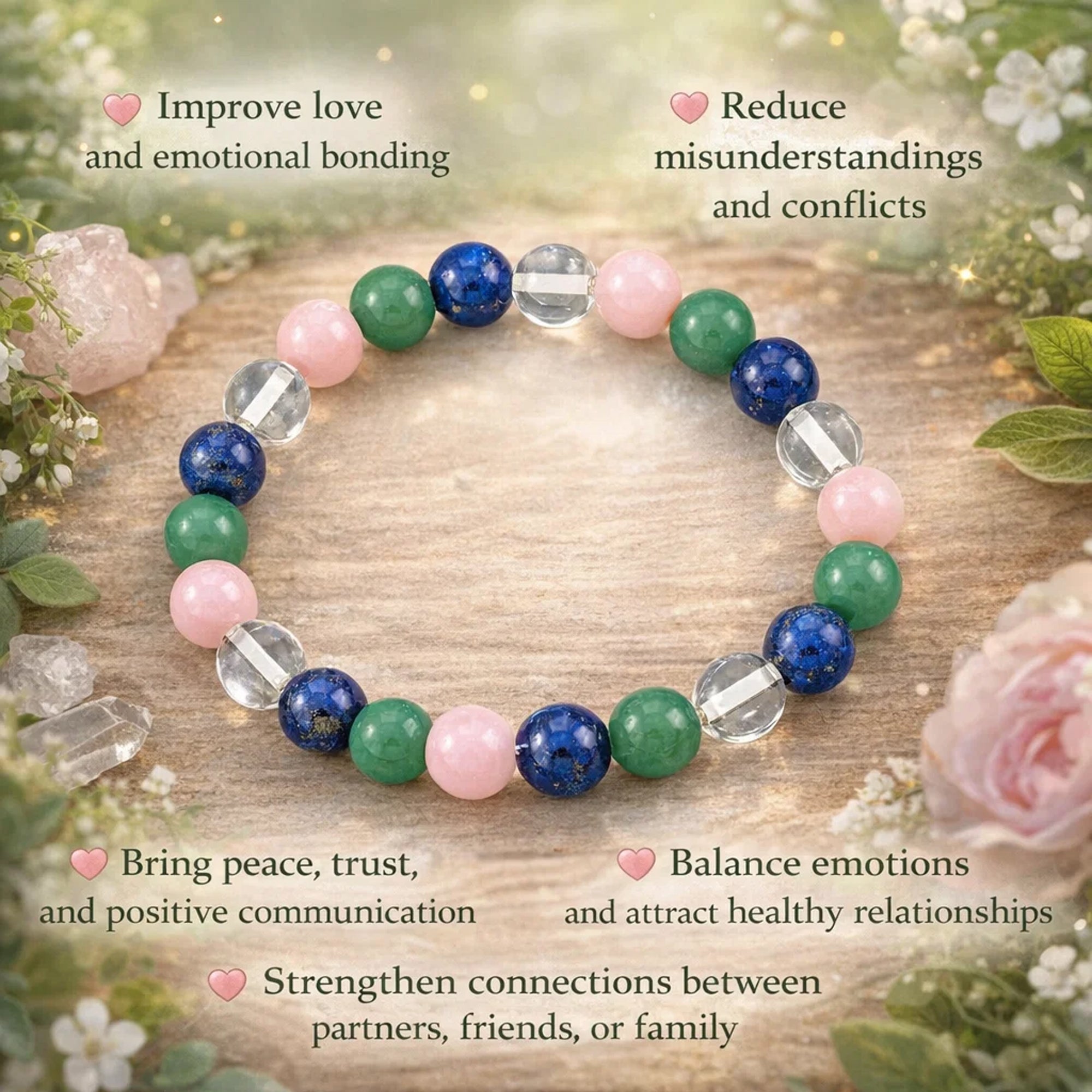 Multistone Relationship Bracelet for Love, Harmony & Emotional Balance Strengthens bonding & emotional stability.