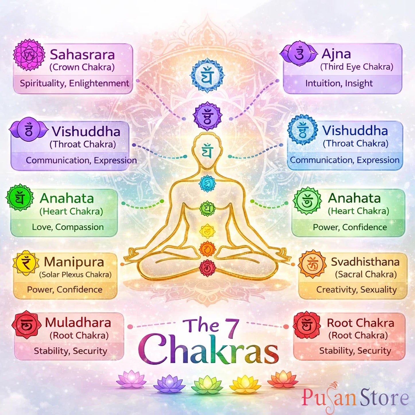 Pujan Store 7 Chakra Healing Wand – Meditation, Reiki & Chakra Balancing Tool