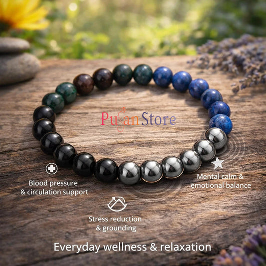Multistone Bracelet for Calmness & Blood Pressure Support Energy Promotes relaxation & emotional balance.