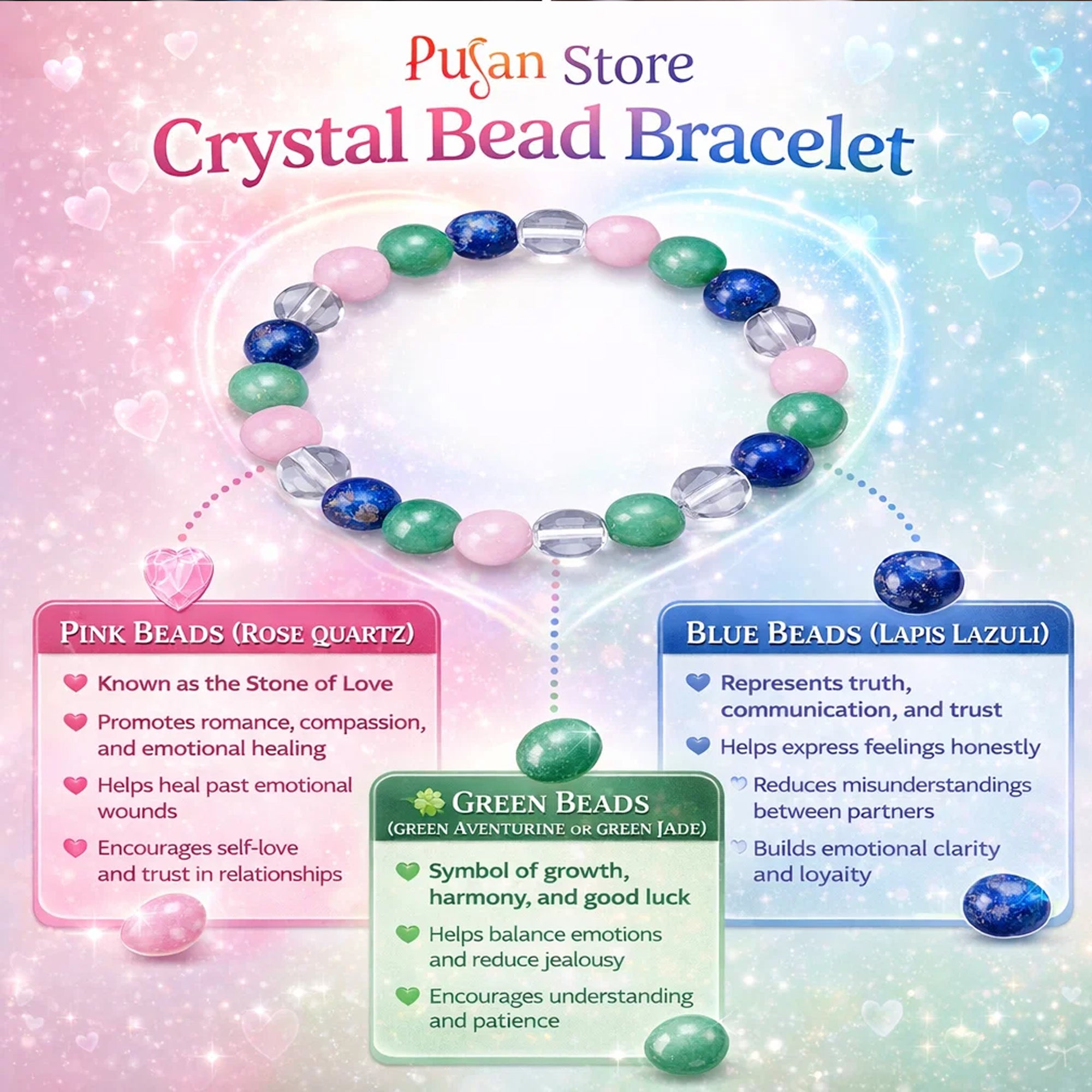 Multistone Relationship Bracelet for Love, Harmony & Emotional Balance Strengthens bonding & emotional stability.