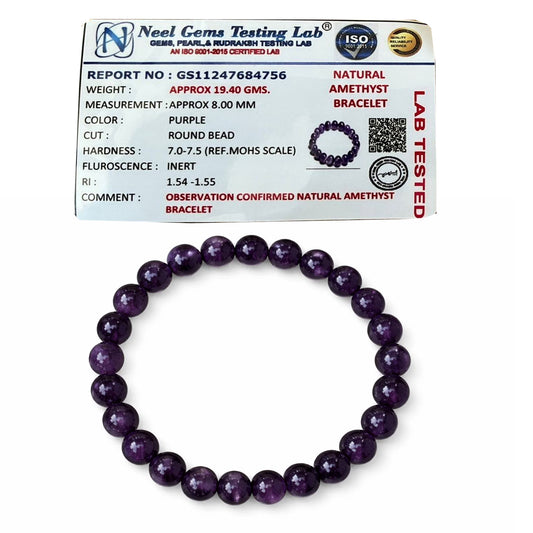 Pujan Store Natural Amethyst Bracelet for Stress Relief & Better Sleep – Calming Healing Crystal