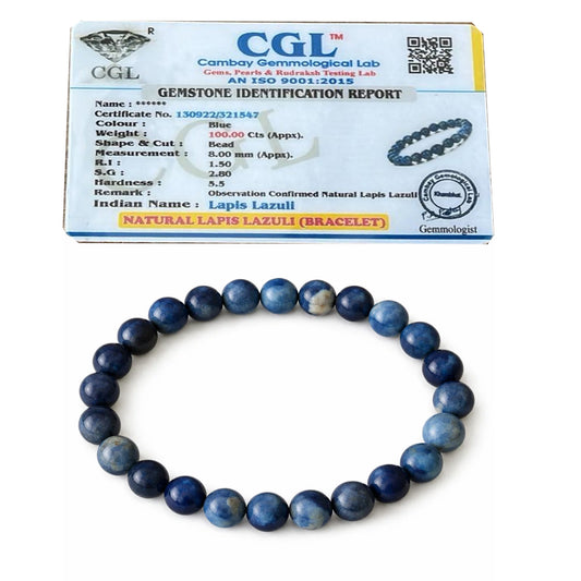 Pujan Store Lapis Lazuli Bracelet for Wisdom & Communication – Enhances Confidence, Clarity & Inner Power
