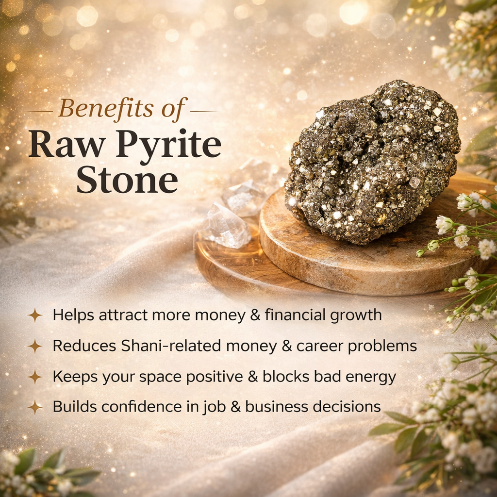 Pujan Store Natural Pyrite Rough Stone for Wealth Attraction & Protection – Raw Money Magnet Crystal for Business Growth & Confidence